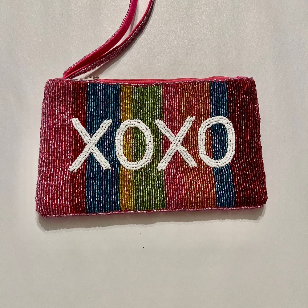 Colorful Beaded Clutch with 'XOXO' Design